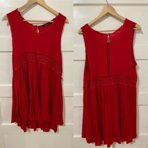 Red Eyelet Babydoll Dress